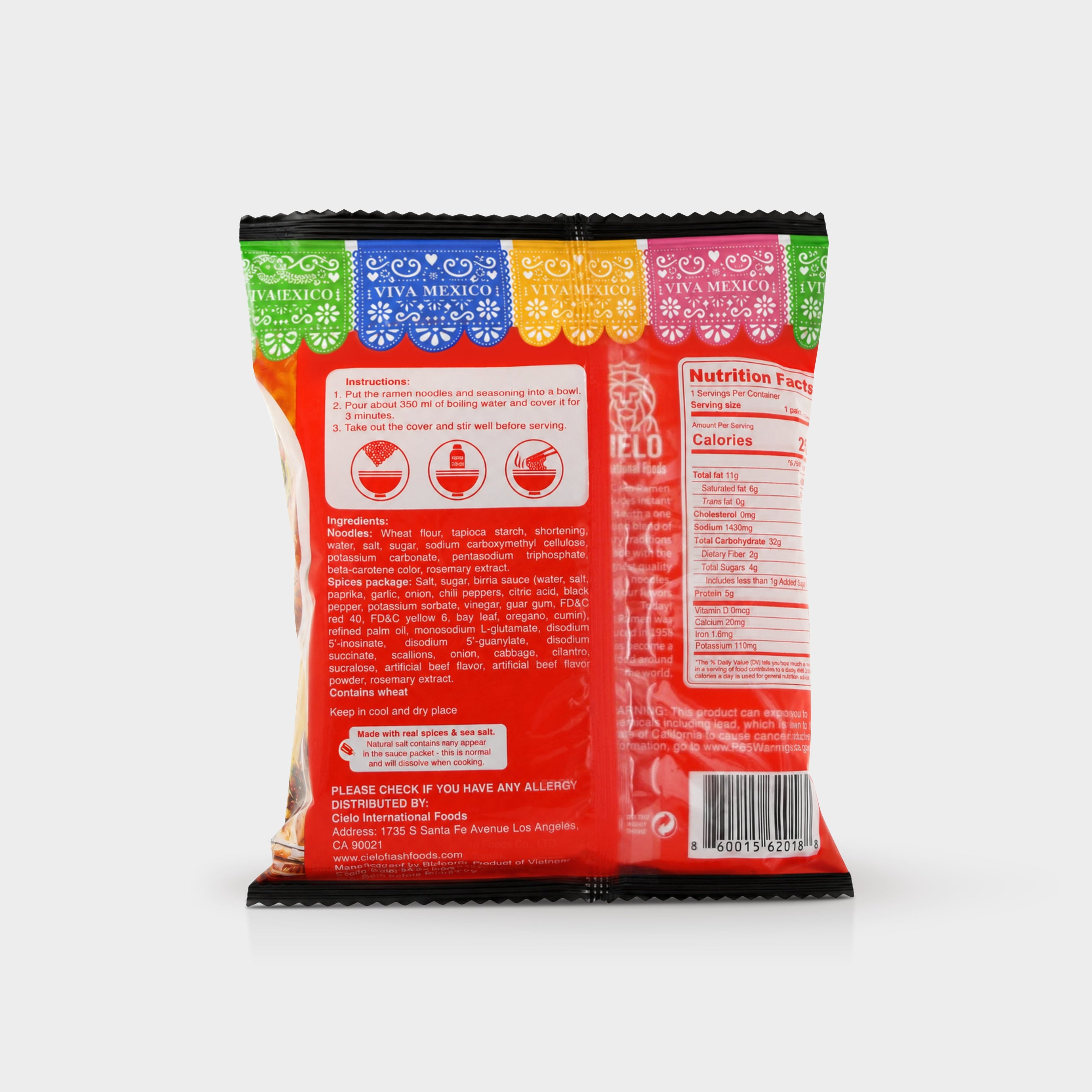 Birria Instant Ramen Noodle Soup (6-Pack Bag)