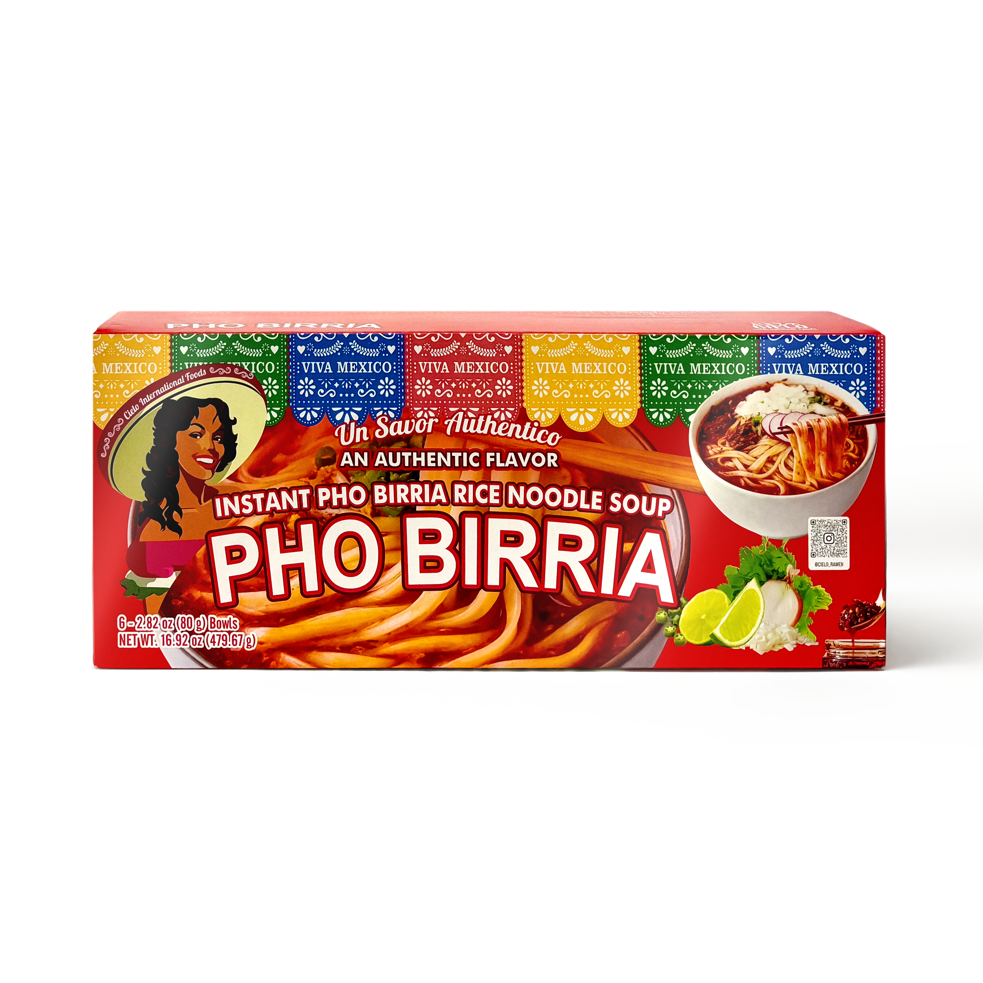 Pho Birria Instant Ramen Noodle Soup (6-Pack)