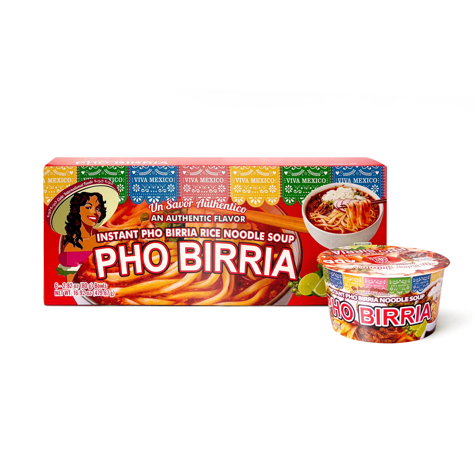 Pho Birria Instant Ramen Noodle Soup (6-Pack)